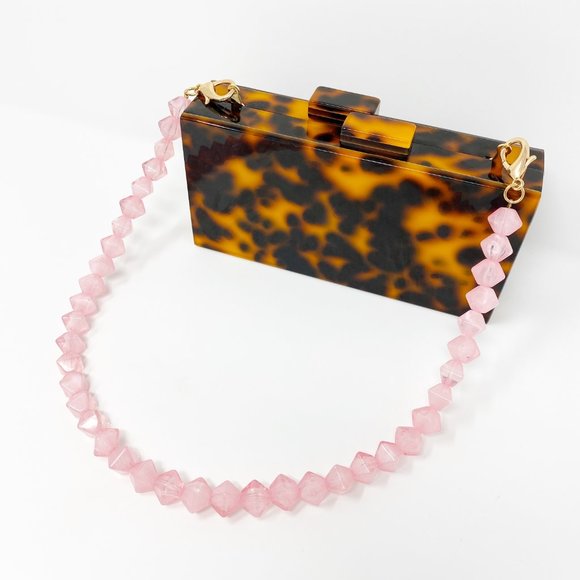 Geometric Short Acrylic Purse Strap in Pink - Picture 5 of 6